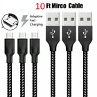 10Ft Micro USB 3.0 Fast Charger Data Sync Cable Cord Samsung Android LG HTC LOT