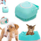 New ListingSilicone Dog Cat Shower Brush Pet Shampoo Dispenser Massager Bath Brush Bathroom