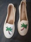 NWOB Charlie Paige Sequin Palm Tree Shoes Espadrilles Ivory And Green size 10