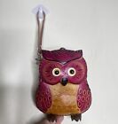 Owl Leather Small Coin Pouch Zipper Closure Hand Crafted