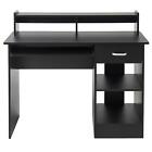 Gaming Table Computer Desk Laptop Office with Shelving Drawer Furniture Black