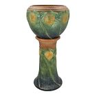 Roseville Sunflower 1930 Arts And Crafts Pottery Jardiniere And Pedestal 619-10
