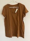 NWT Women brown XL t-shirt v neck Short Sleeve Ladies-636