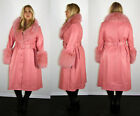 Brand New Susanna Chow Coral Pink Lambskin Leather Coat Fox Fur Collar and Cuffs