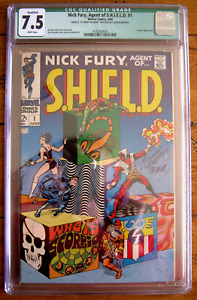 Nick Fury, Agent of Shield #1, CGC 7.5, Marvel, 1968, Green Lbl, Steranko signed