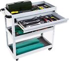 Tool Cart with Drawer 3-Tier Heavy Duty Rolling Tool Cart w/Lockable Wheels