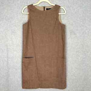 Theory Dress Womens Size 4 Brown Mod Shift Retro Linen Capsule Basic Bronze