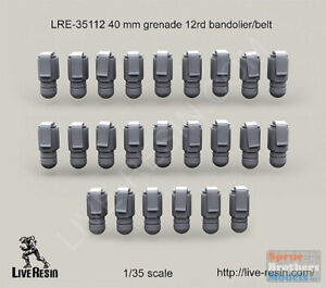 LVRLRE35112 1:35 LiveResin 40mm Grenade 12rd Bandolier/Belt