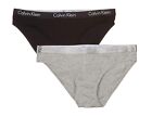 NWT Calvin Klein Women's Motive Cotton Logo Bikini Panties, 2 PACK Black/Grey XS