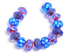 New 15 pc set Fine Murano Lampwork Glass Beads - 12mm Swirl Patterns - A7225c