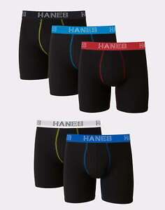 Hanes Boxer Brief 5-Pack Men Stretch Ultimate Tagless Comfort Flex Wicking S-2XL