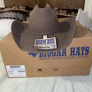 Bigger 10x Pecan 4 1/4in Brim Beaver Felt Cowboy Hat Handmade In Texas 7 3/8