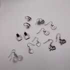 Lot Of 7 Silver Tone Small Dangle Drop Costume Earrings Pierced Mix
