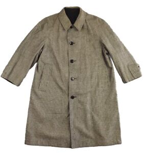 INVERTERE Vintage Overcoat Wool Tweed & Black Cotton Mackintosh Men's Size 44