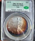 CAC 2013 1$ AMERICAN SILVER EAGLE MONSTER TONING UNC RAINBOW TONED