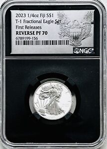 2023 1/4 OZ FIJI $1 T-1 FRACTIONAL SILVER EAGLE NGC REVERSE PF70 FIRST RELEASES