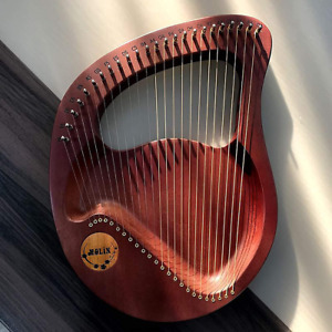 Lyre Harp 24-String Harp Solid Wood Mahogany Lyre Harp With Pick Strings Wiper