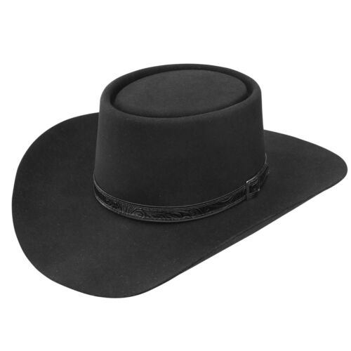 Stetson 4X 100% Buffalo Felt Revenger Gambler Crown Black Cowboy Hat 3 1/2
