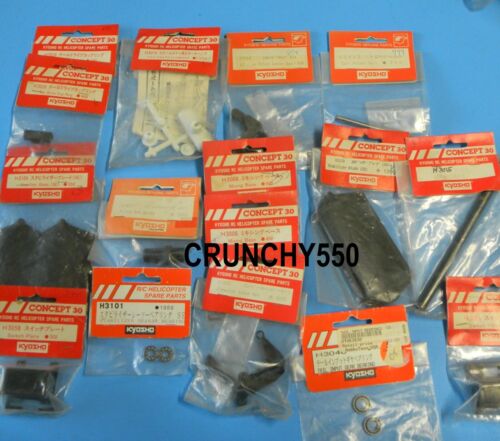 Kyosho Concept 30 RC Helicopter Parts Lot A (16) Vintage