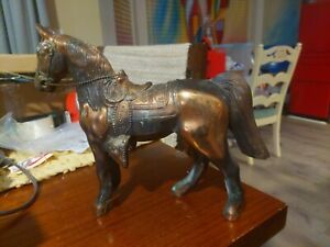 Vintage Cast Metal Horse Collectible Figurine Copper Tone Sculpture Western