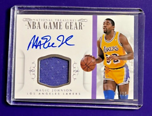 New Listing2014 National Treasures MAGIC JOHNSON NBA Game Gear Patch Auto /35 Lakers