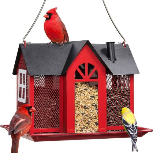 Kingsyard Wild Bird Feeder Metal Birdhouse Hanging Seed Feeder Squirrel Proof