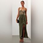 RTR Katie MayWillow Gown Olive sz XS Corset Floor Length Dress Lace Ruffle