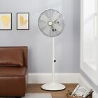 Metal Stand Fan 16 Inch Retro 3-Speed White W/ Oscillation Adjustable Height New