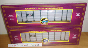 MTH 20-98310 CHICAGO NORTHWESTERN CORRUGATED AUTO CARRIER O SCALE TRAIN 2-PACK
