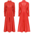 Womens Coat Long Sleeve Outerwear Ankle Length Trench Leather Clubwear Party
