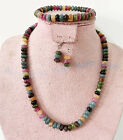 Natural Colorful Tourmaline Rondelle Gemstone Beads Necklace Bracelet Earrings