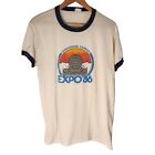 Original Vintage Vancouver Canada Expo 86 Ringer T Shirt Medium 1986 80s