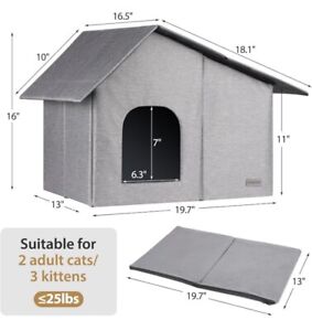 Cat House Weatherproof, Collapsible Cat House for Outdoor/Indor Use