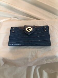 guess blue leather snake skin wallet new excellent condition