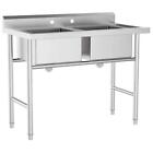 New ListingCommercial Sink Stainless Steel 2 Compartment Free Standing Sink with Strainer