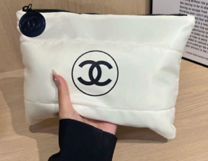 Chanel Beauty Gift White Puffy Makeup Bag Pouch Clutch Cosmetic Case NEW Vip