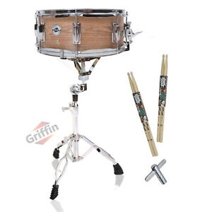 Snare Drum Pack by GRIFFIN - Drummers Percussion Kit Stand Set Wood Maple Sticks