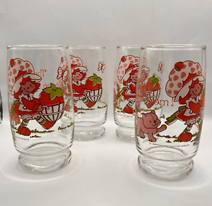 Vintage Strawberry Shortcake Drinking Glasses American Greetings 1980 Set of 4