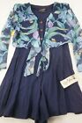 Vintage 80s By Choice Women Juniors 9 Blue Floral Long Sleeve Romper NWT B414