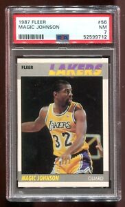 1987 Fleer #56 Magic Johnson PSA 7 NM Lakers~(PL)
