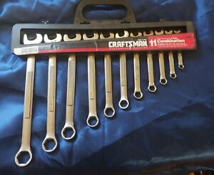 Set Of 11 Vintage Craftsman SAE Six Point Combination Wrenches In Holder Rare!