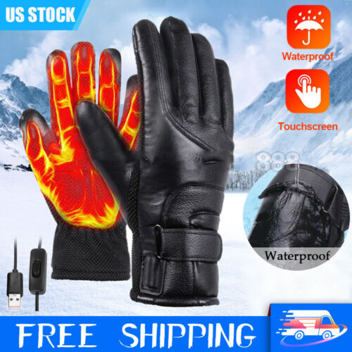 ELECTRIC USB HEATED GLOVES WINTER WARMER OUTDOOR MOTORCYCLE MITTENS XMAS GIFT