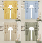 Country Farmhouse Solid Colored Kitchen Curtain Tier/Swag Set - Assorted Colors
