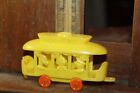Vintage 1950's Hard Plastic Rosbro Rosen Animal Train Yellow Car Candy Container