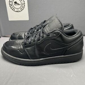 Air Jordan 1 Low Triple Black Sneakers 553558-093 Men Size 9 Preowned