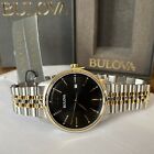 BULOVA Black Dial CLASSIC Two-Tone Stainless Steel Men's Watch 98B374 MSRP: $275