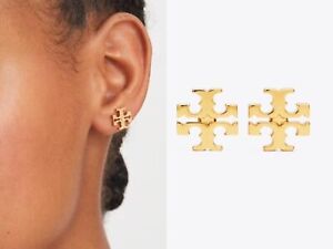 Tory Burch Miller Gold Stud Logo Earrings