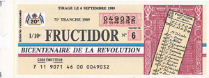 French Revolution lottery ticket.  Fructidor