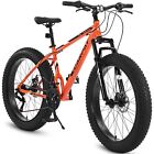 26 Inch Fat Tire Bike Adult/Youth Full 21 Speed Mountain Bike Dual Disc Brake