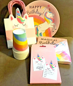 Birthday Party Supplies Unicorn Rainbow Magical Plates Napkins Cups Invites Girl